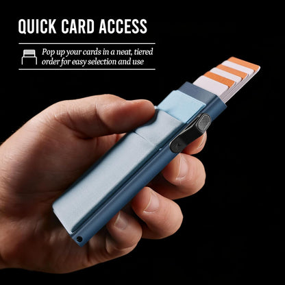 YESIIW Minimalistisches Pop-up-Kartenetui für Herren, RFID-blockierend | Schlankes Visitenkartenetui mit Geldfach | Aluminium-Metall-Bankkartenetui für Scheine, Münzen und Debitkarten