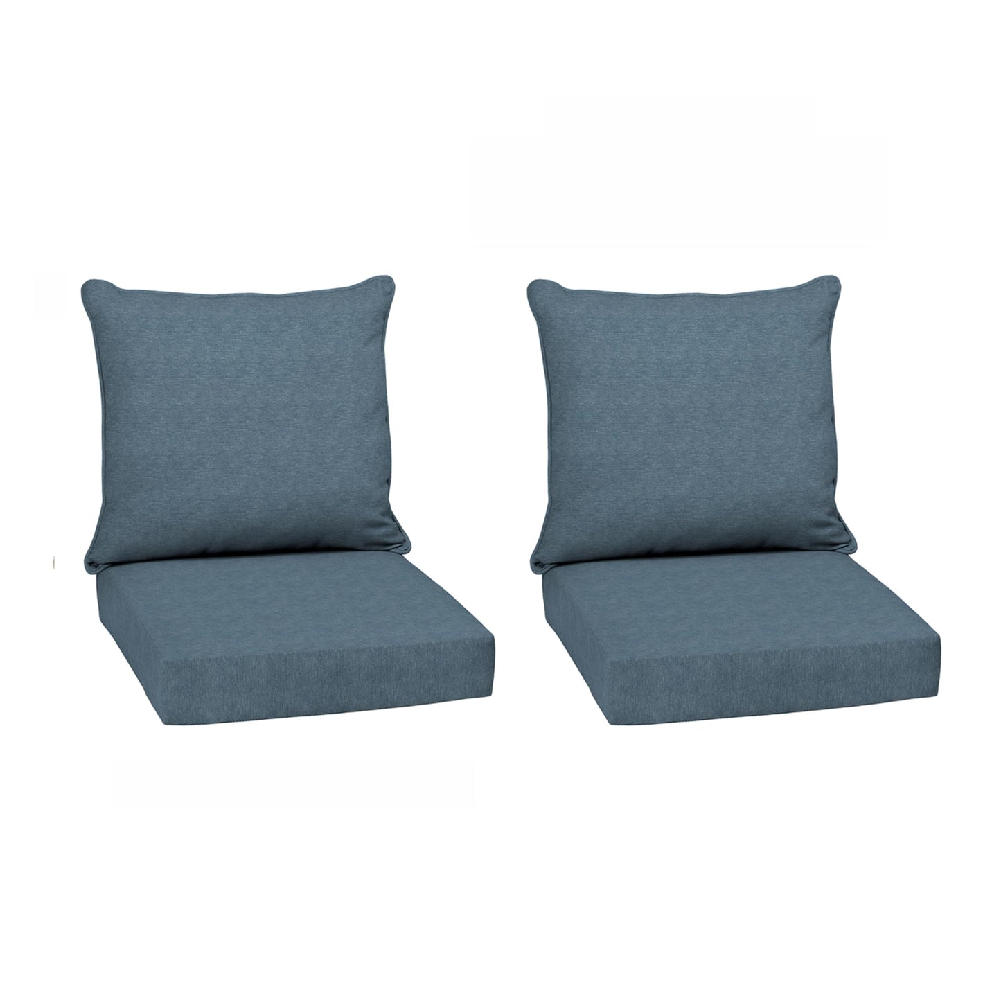 Arden Outdoor Foam Deep Seat Cushions Set, 24x24, Premium High-Density Foam, Never Flattens, Weather-Proof for Patio Chair Sofa Couch, Blue Shibori Stripe