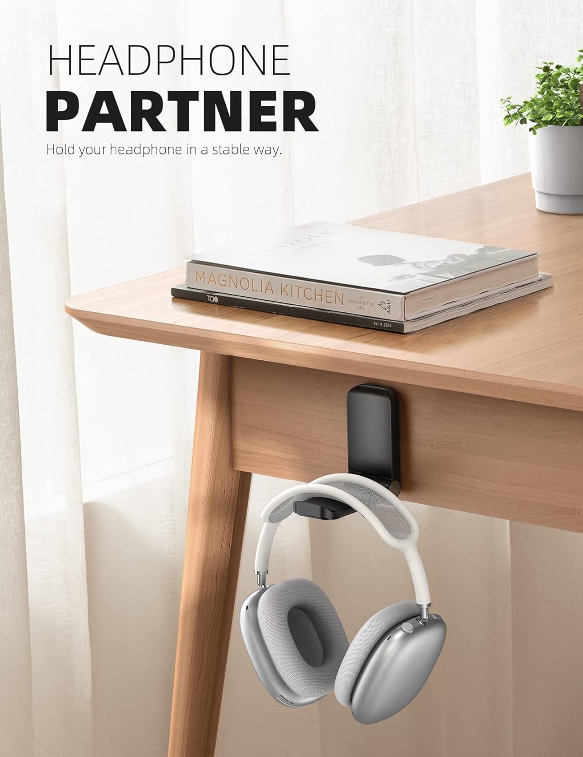 Lamicall Kopfhörer Ständer, klebriger Kopfhörer-Aufhänger – selbstklebende Kopfhörerhalterung, Kopfhörerständer-Halterung zum Anklipsen unter dem Schreibtisch, Kopfhörerklemme für Airpods Max, Sony,, Sennheiser, Schwarz, Geschenk für Mama