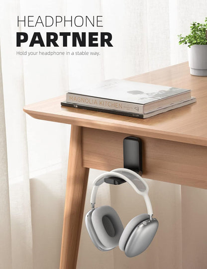 Lamicall Kopfhörer Ständer, klebriger Kopfhörer-Aufhänger – selbstklebende Kopfhörerhalterung, Kopfhörerständer-Halterung zum Anklipsen unter dem Schreibtisch, Kopfhörerklemme für Airpods Max, Sony,, Sennheiser, Schwarz, Geschenk für Mama