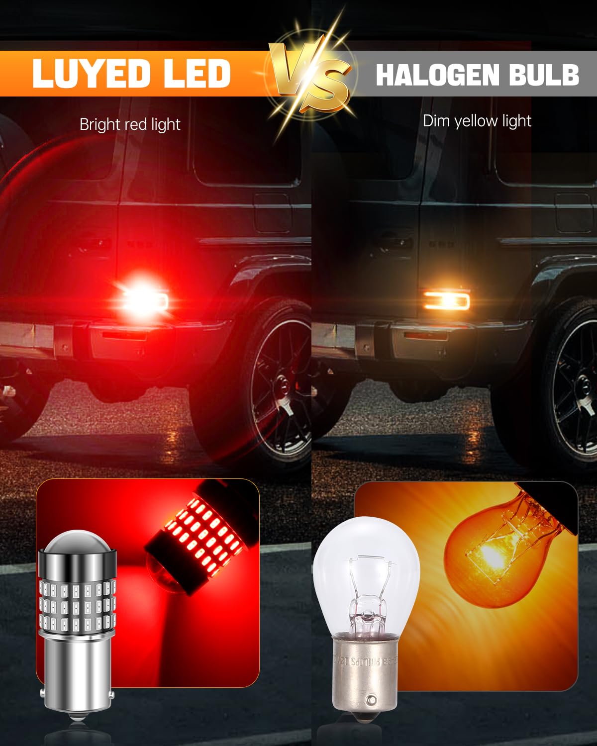 LUYED 3157 LED Bulbs Reverse Light Xenon White 1800 Lumens Super Bright 78 SMD 3056 3156 3057 4157 LED Bulbs,Used for Back Up Reverse Lights,Brake Lights,Tail Lights,Turn Signal Lights,Pack of 2