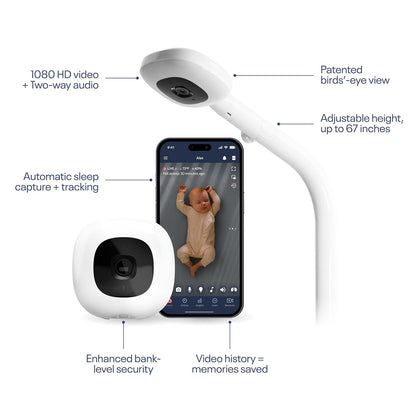 Nanit Pro Smart Baby Monitor - Camera & Floor Stand - 1080p Wi-Fi Video Camera, 2-Way Audio, See Your Baby from Anywhere, Sound/Motion/Cry Notifications, Night Vision