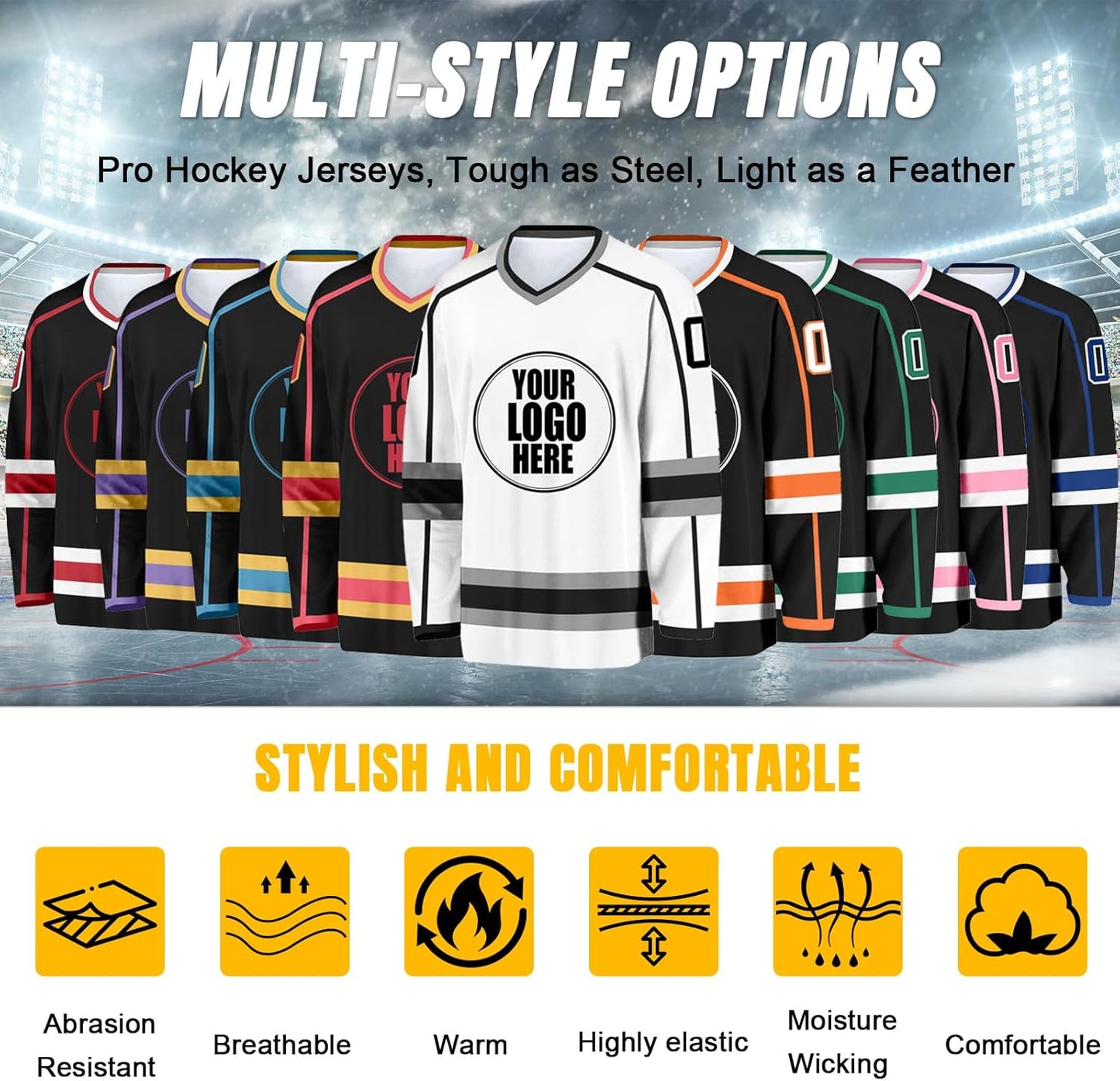 Individuelles Hockeytrikot für Herren/Damen/Kinder/Jugendliche, personalisierbar mit Name/Nummer/Logo, Übergröße Hockey-Shirt