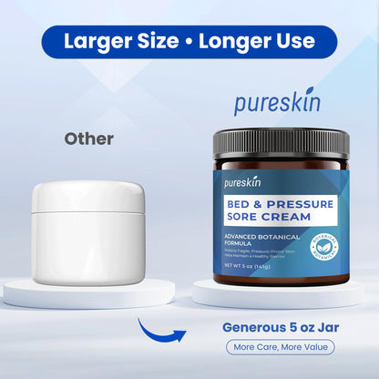 pureskin Bed Sore Cream Fast-Healing: Pressure Sore Treatment for Elderly, Bedridden & Wheelchair Users – Natural Soothing Formula for Sensitive Skin – Large 5 oz Size