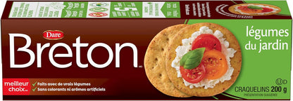 Breton Garden Vegetable Crackers - Light, Crispy, Plant-Based, Made with Real Vegetables, For Snacking, Dips, Cheese and Spreads, 200g