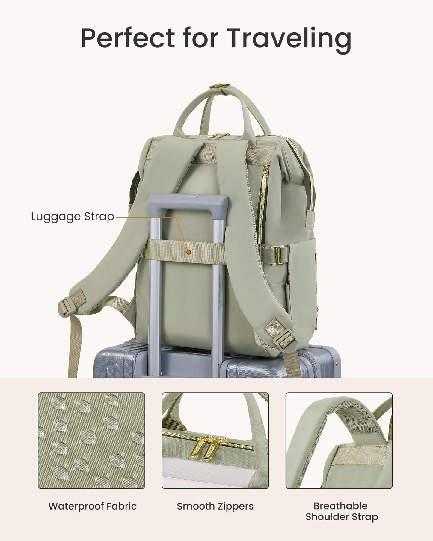 LOVEVOOK Laptop Backpack for Women with Giant Tumbler Holder Pocket, 15.6 inch Travel Work Bag Purse for Nurse Teacher, Waterproof Casual Daypack Bookbag for College Business