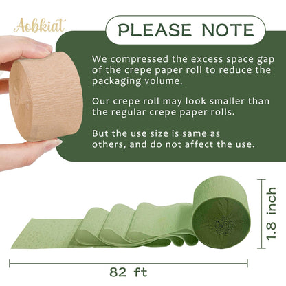 AOBKIAT Decoraciones para Fiesta de Bodas, 5 Rollos de Serpentinas de Papel Crepé Color Verde Oliva Caqui para Bodas Boho Verdes, Cumpleaños, Despedidas de Soltera/Bebé