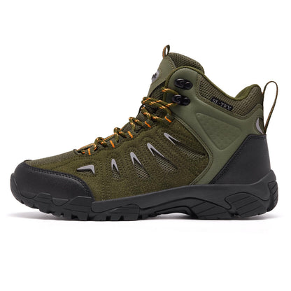SHULOOK Men's Waterproof Hiking Boots Non-Slip Lightweight Mid Top Ankle Boot Breathable Hiker Trekking Shoes