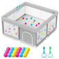 Baby Playpen with Mat 50x50 Inch, Playpen with Colorful Ball for Babies and Toddlers, Baby Play Pen Pin Indoor Play Fence (Mat and Ball Included)