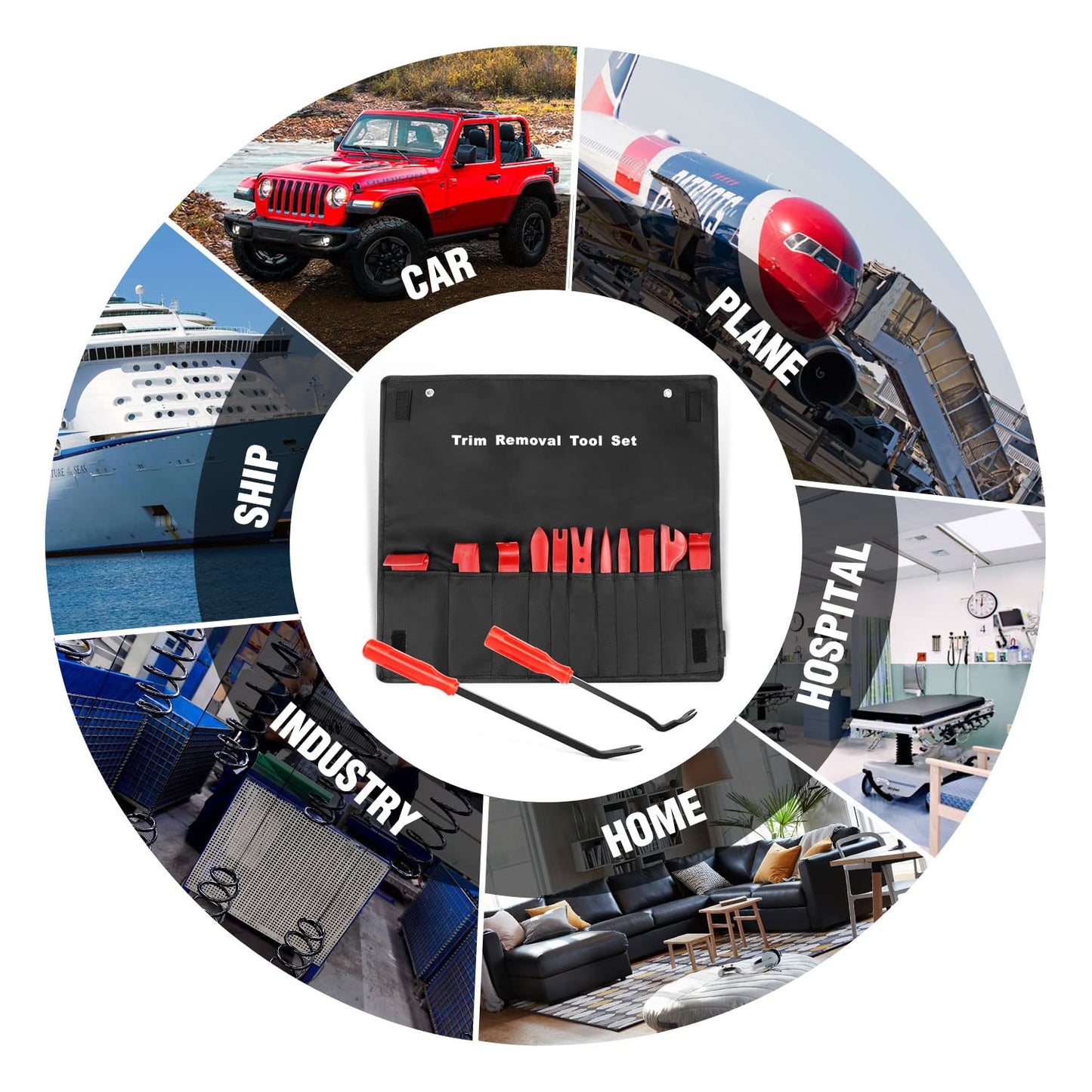 GOOACC 5PCS Auto Trim Removal Tool Kit No-Scratch Pry Tool Kit for Car Door Clip Panel & Audio Dashboard Dismantle -5PCS