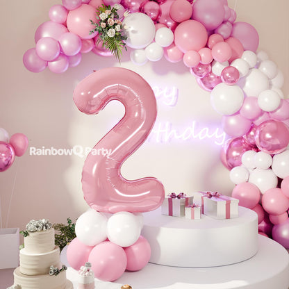 RainbowQ Party 1 Ballon Nummer 40 Zoll für Jungen oder Mädchen Groß Rosa 0-9 Folien-Mylar Großer 1 Zahlenballon Alles Gute zum 1. Geburtstag Party Jubiläumsdekorationen Zubehör