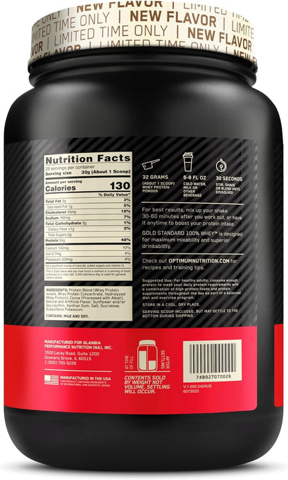 OPTIMUM NUTRITION Gold Standard 100% Whey Protein Powder, Banana Cream, 907g - [packaging may vary]