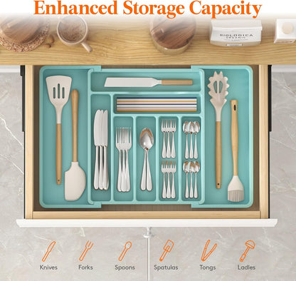 Lifewit Besteck Organizer, erweiterbarer Utensilien Organizer für die Küche, Utensilienhalter, verstellbarer Besteckkasten Schubladen Organizer für Löffel, Messer, Küchen Organizer und Aufbewahrung, Schwarz