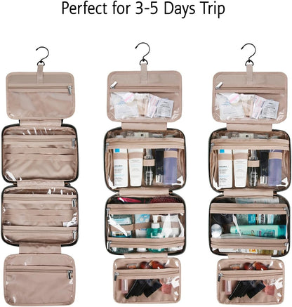 BAGSMART Kulturbeutel Reise-Organizer mit Aufhängehaken, wasserdichte Make-up-Kosmetiktasche für Zubehör, Shampoo, Standardbehälter, Toilettenartikel