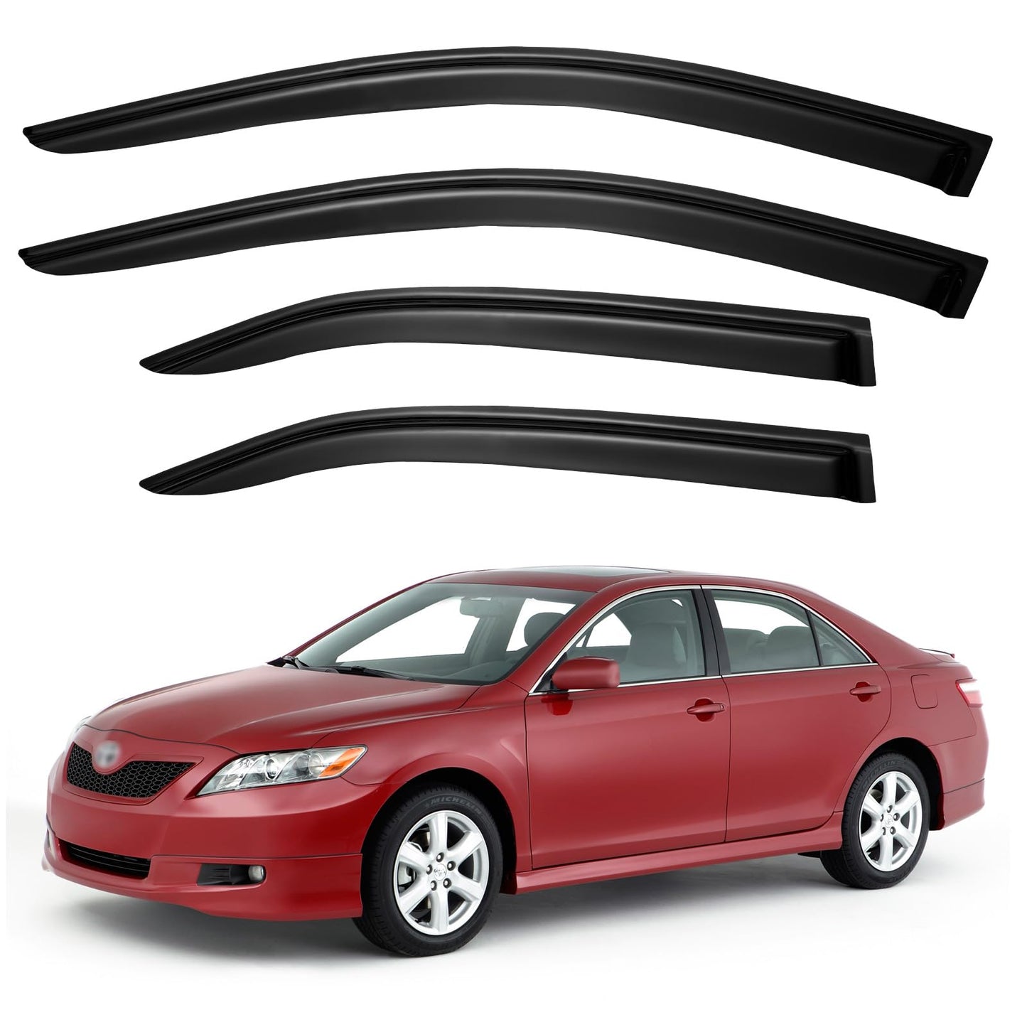 Window Visors Rain Guards for 2015-2026 Ford F150 SuperCrew & 2017-2026 F-150 Raptor F250 F350 F450 F550 Super Duty Crew Cab, Out-Channel Window Vent Deflectors Visors Shades Protectors