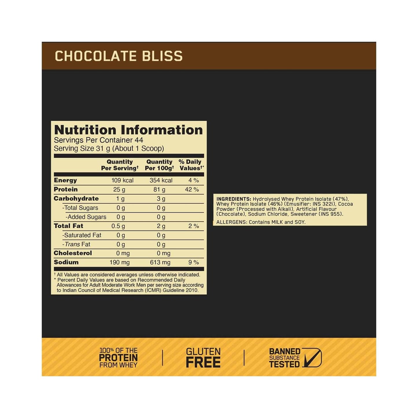 Optimum Nutrition Gold Standard 100% Isolate, Protein Powder, Chocolate Bliss, 3 Pounds, 44 Servings. Whey Protein Isolate (Packaging May Vary) (Pack of 4)