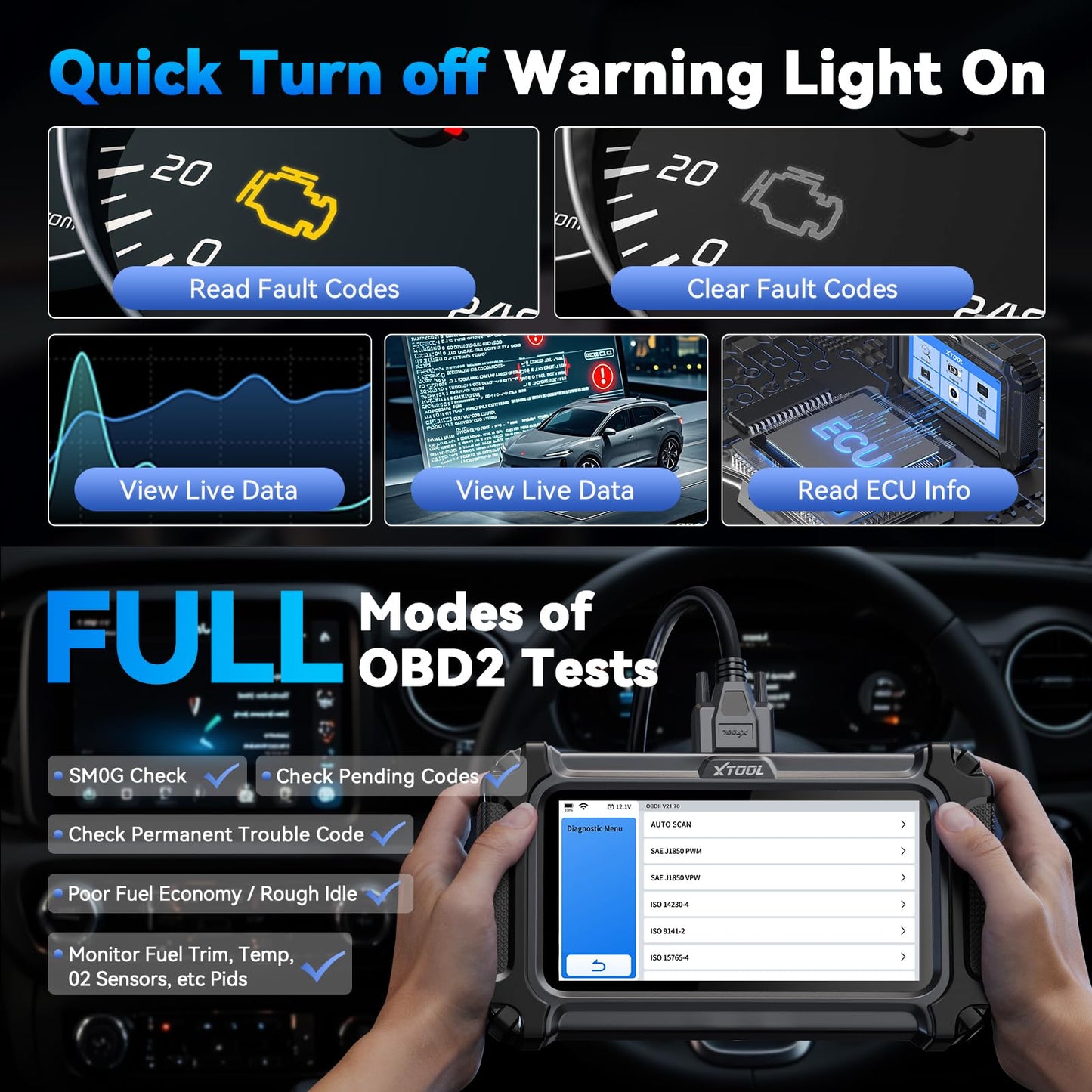 XTOOL D5S OBD2 Scanner, 16 Resets, Car Scanner for Engine ABS SRS Transmission, Crank Sensor Relearn, Throttle Relearn, EPB, Code Reader for Cars and Trucks, CAN FD&FCA Scan Tool, Lifetime Free Update