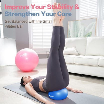 kisnbld Kleiner Gymnastikball, 9 Zoll Mini Pilates Ball, Anti-Burst und Rutschfester Mini Yoga Ball für Stabilität, Fitness, Physiotherapie, Dehnung und Rumpfkrafttraining zu Hause, im Fitnessstudio und Büro
