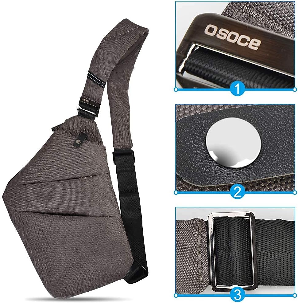 Wasserdichter Anti-Diebstahl Schulter Rucksack Sling Brust Crossbody Bag Abdeckpack Rucksack Fahrrad Sport (B13-007 Schwarz-linke Hand)