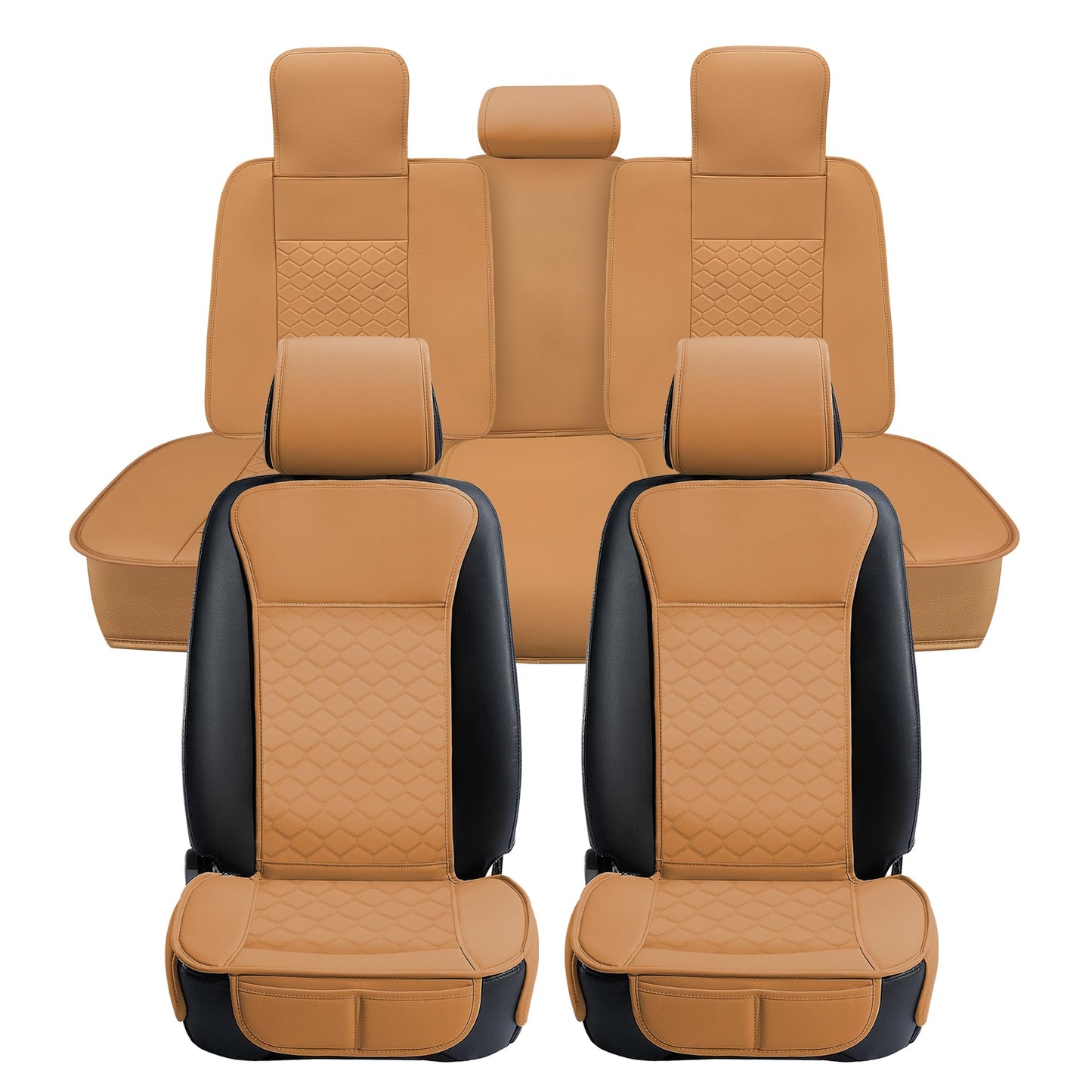 Elantrip 2PCs Front Car Seat Covers Leather Water Proof Seat Protector Universal fit for Most Cars SUVs and Trucks Black