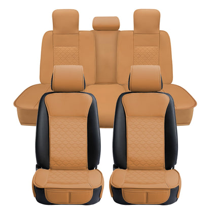 Elantrip 2PCs Front Car Seat Covers Leather Water Proof Seat Protector Universal fit for Most Cars SUVs and Trucks Black