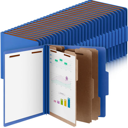 Skyygemm 60 Pcs Classification Folders Letter Size, 3 Divider Pressboard File Folder with Fasteners, Expanding File Organizer Bulk for Documents, Projects, Reports, School Teacher, Office (Orange)