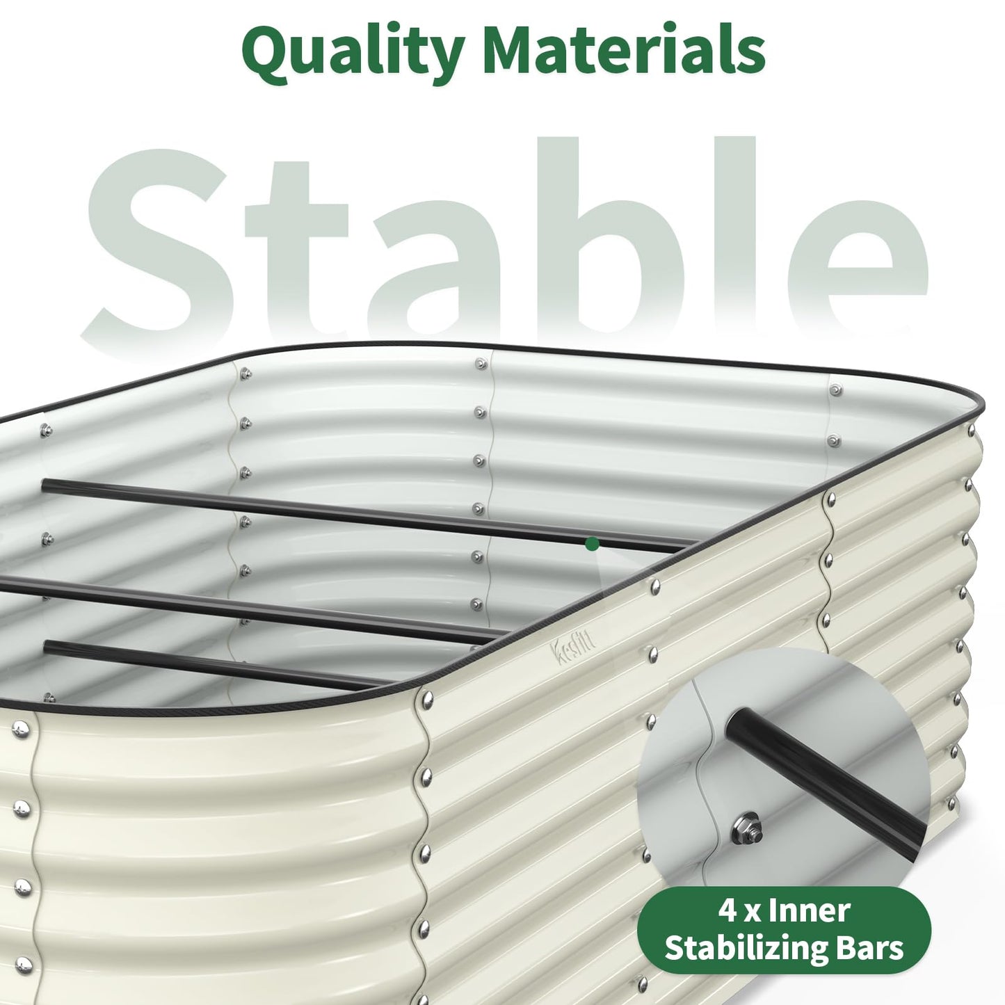 Kesfitt Raised Garden Bed, 5x2x1 FT Galvanized Steel Metal Raised Garden Bed, Oval Open-Bottom Design, 12-Inch Deep for Outdoor Vegetable & Herb Gardening, Fruit Green
