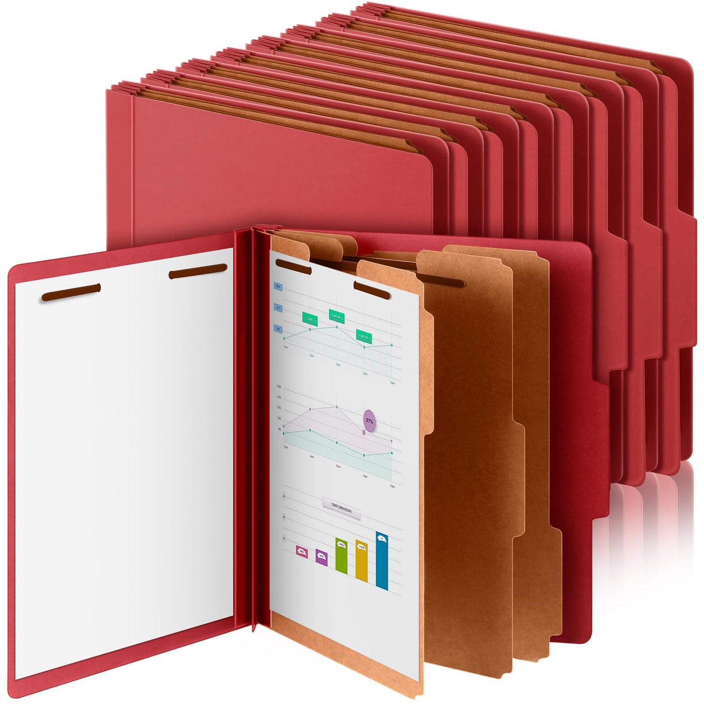 Skyygemm 24 Pcs Classification Folders Letter Size, 3 Divider Pressboard File Folder with Fasteners, Expanding File Organizer Bulk for School Teachers, Office Employee, Coworker, Staff (Yellow)