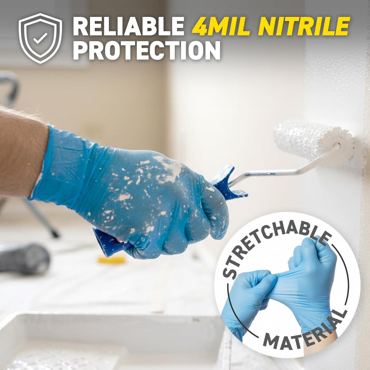 72HRS Blue Nitrile Gloves, Disposable Gloves-4mil, Rubber/Latex Free, Gants Jetables, Gants Nitrile for Food Prep & Cleaning