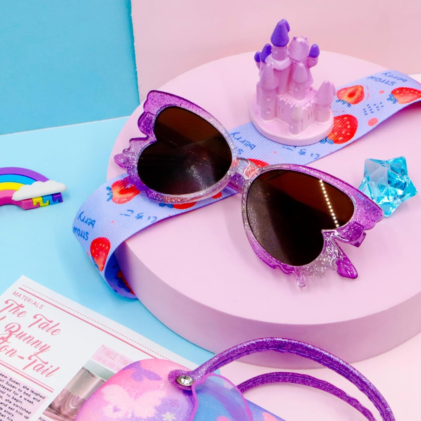 PinkSheep Sonnenbrille für Mädchen, polarisierte Sonnenbrille für Babys und Kinder mit Etui, Einhorn, Oval, Katzen, Herzbrillen, UV400-Schutz