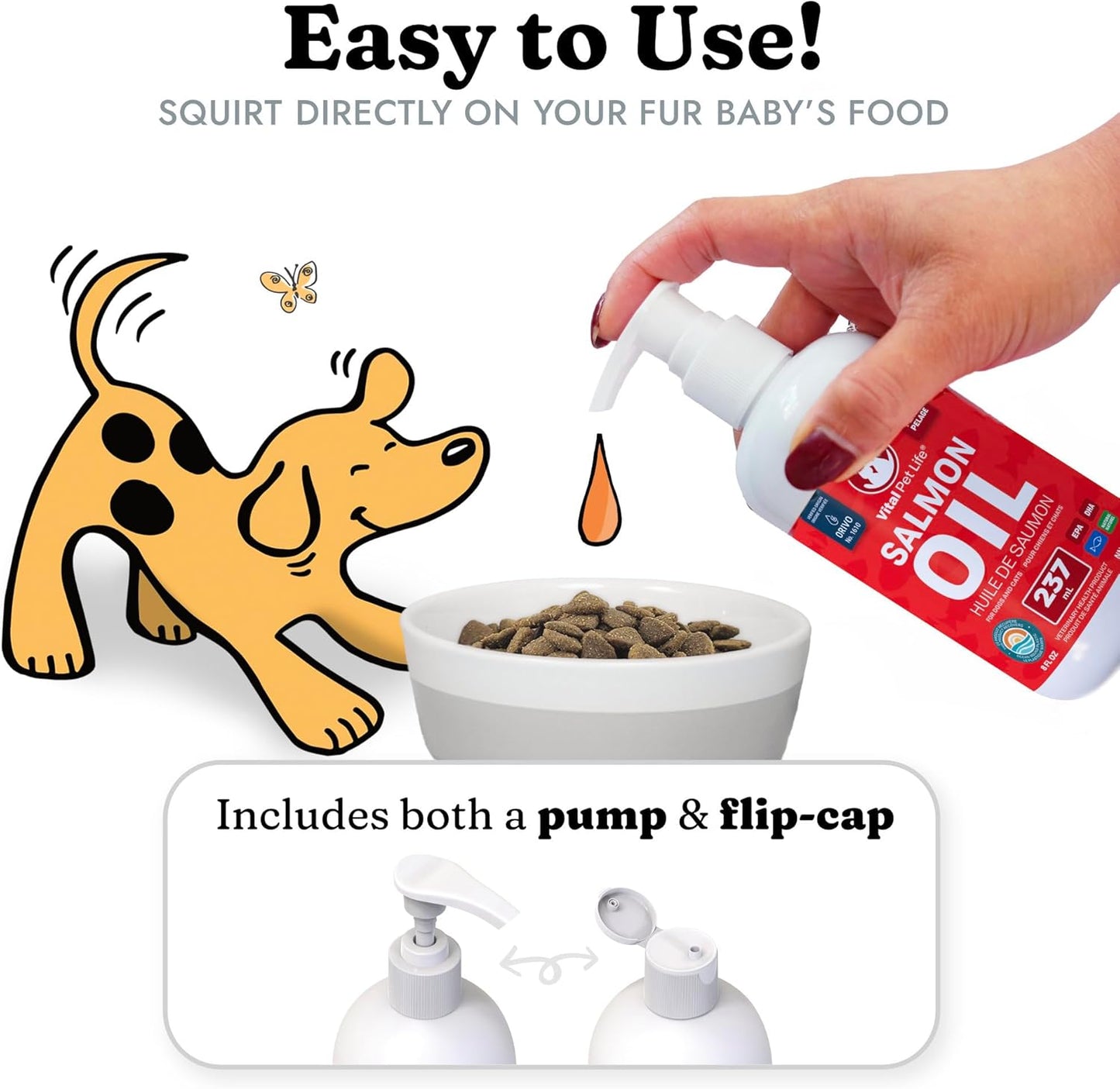 Lachsöl für Hunde 237 ml - Gesunde Haut & Glänzendes Fell, Fischöl, Omega-3 EPA DHA, Flüssiges Nahrungsergänzungsmittel für Haustiere, Rein Natürlich, Unterstützt Gelenk- & Knochengesundheit, Natürlicher Schutz bei Allergien & Entzündungen