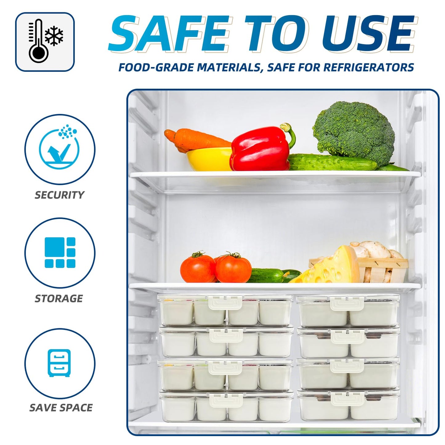 2 Pack Snackle Box –Air Tight Snack Containers with Divided, Lids&Handle –Clear Serving Tray for Fruits, Candy, Nuts –Portable for Travel, Parties, Daily Use (8 Containers Dishwasher Safe)