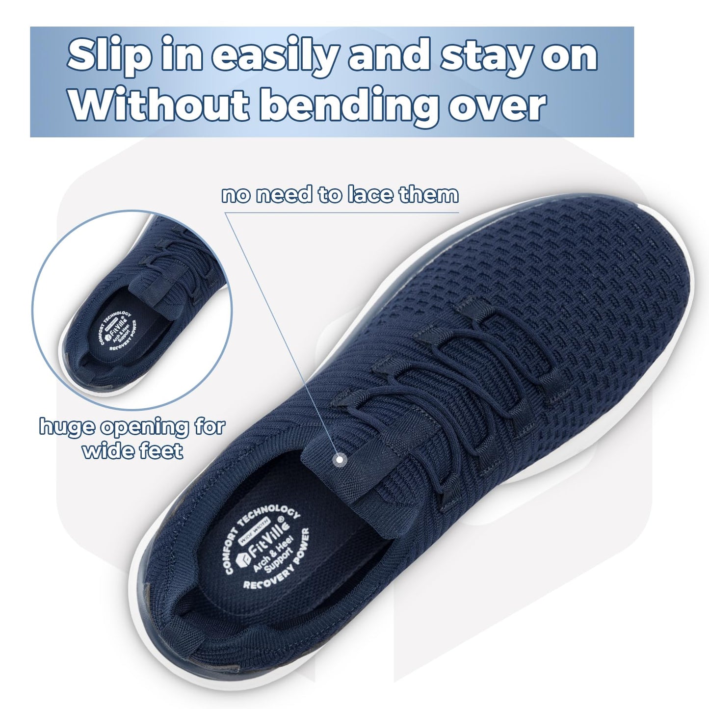 FitVille Extra Wide Slip on Shoes for Men, Lightweight and Breathable Mens Wide Slip on Shoes Max Cushioning