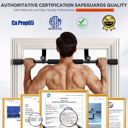 Ally Peaks Pull Up Bar for Doorway | Thickened Steel Max Limit 440 lbs Upper Body Fitness Workout Bar| Multi-Grip Strength for Doorway | Indoor Chin-Up Bar Fitness Trainer for Home Gym Portable