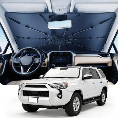 DMJN Umbrella Windshield Sun Shade for Jeep Grand Cherokee (2011-2026), Car Sunshade for Front Windshield [Nano Ice-Crystal Coatings] UPF50+ Heat & UV Block, Protect Interior & Keep Cooler