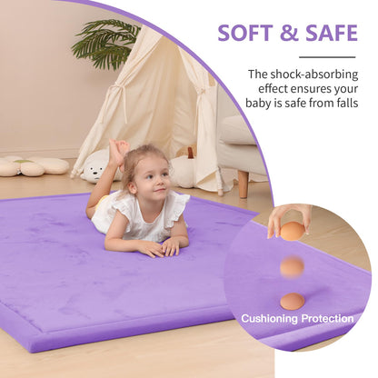 Huloo Sleep Ultra Soft Baby Spielmatte für den Boden, 3,3 cm dicke Elasti-Foam 127x127 cm Laufgittermatte für Kleinkinder, rutschfeste Rückseite, sicher zum Krabbeln und für die Bauchlage, Tatami-Stil (Dunkelgrau)