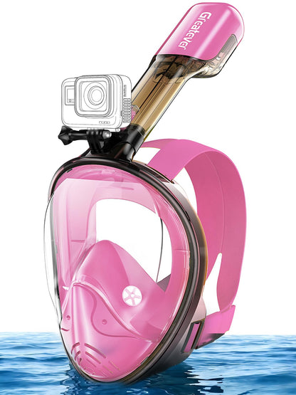 Greatever Full Face Snorkel Mask, Snorkeling Gear for Adults with Latest Dry Top Breathing System and Detachable Camera Mount, Foldable Snorkel Mask Adult, Snorkels Anti-Fog & Anti-Leak