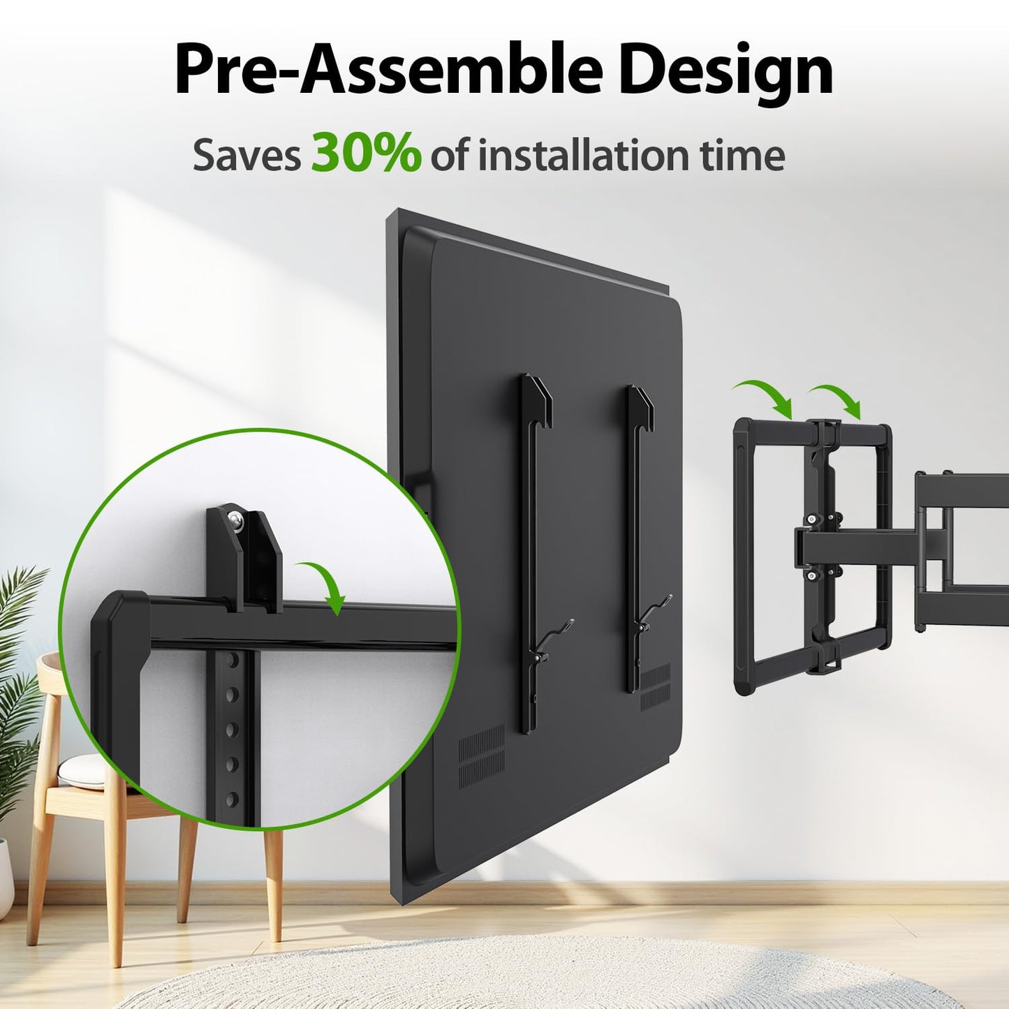 Full Motion TV Wall Mount for Most 37"-84" Flat Screen TV, Swivel or Tilt TV Wall Bracket with Dual Articulating Arms, for 12"-16" Wood Studs, Max VESA 600x400mm, Load 120 lbs by USX MOUNT