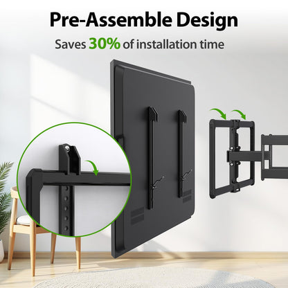 Full Motion TV Wall Mount for Most 37"-84" Flat Screen TV, Swivel or Tilt TV Wall Bracket with Dual Articulating Arms, for 12"-16" Wood Studs, Max VESA 600x400mm, Load 120 lbs by USX MOUNT
