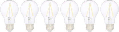 Amazon Basics Soft White LED Light Bulb, A19, 40 Watt Equivalent, Energy Efficient 6W, E26 Standard Base, 2700K, Non-Dimmable, 10,000 Hour Lifetime, 6-Pack