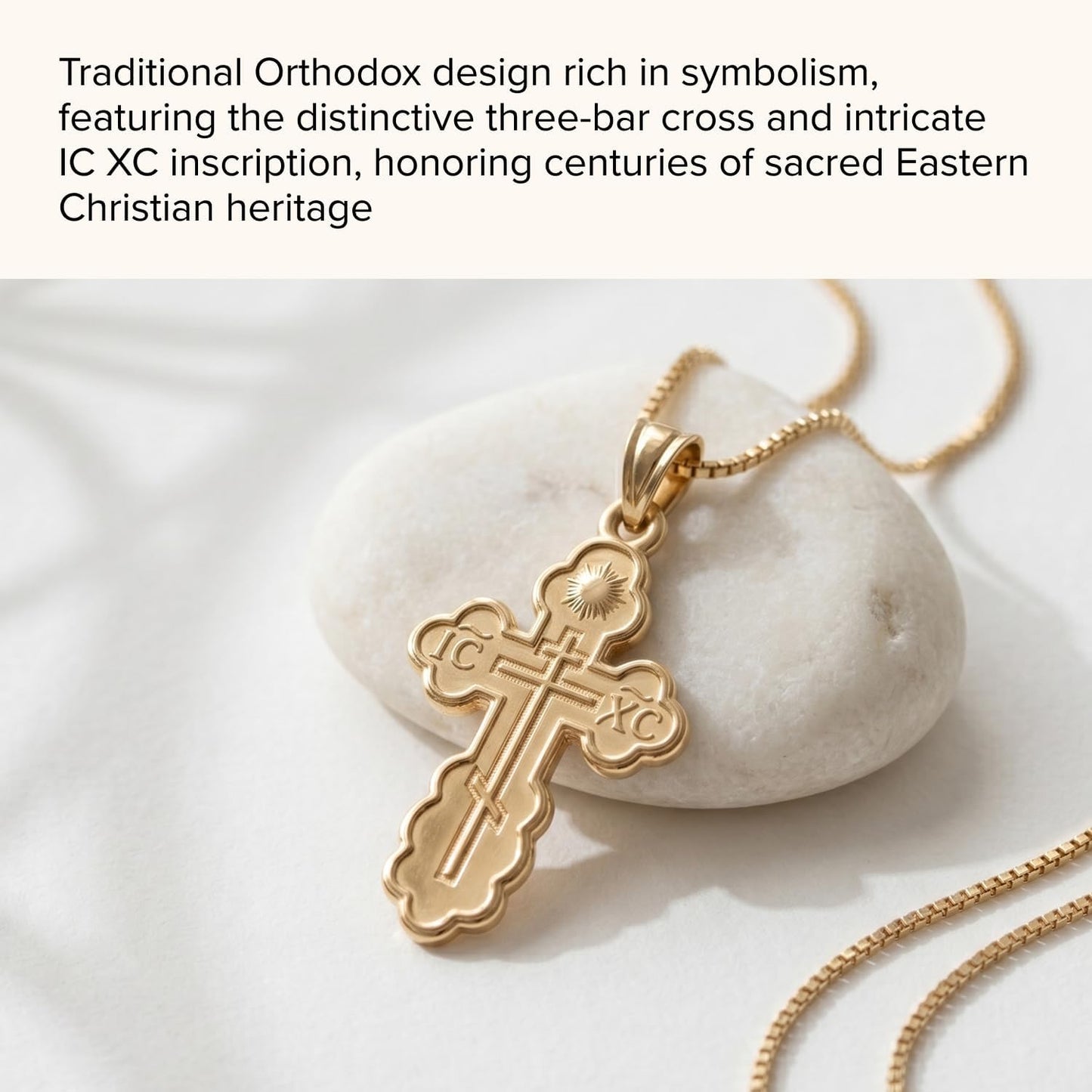 Cross+Crown Premium 14K Yellow Gold Orthodox Cross Pendant, Durable Double-Bonded 14K Pendant for Necklace, Women & Mens Gold Cross for Chain, Handcrafted Religious Jewelry in the USA with Premium Jewelry Box