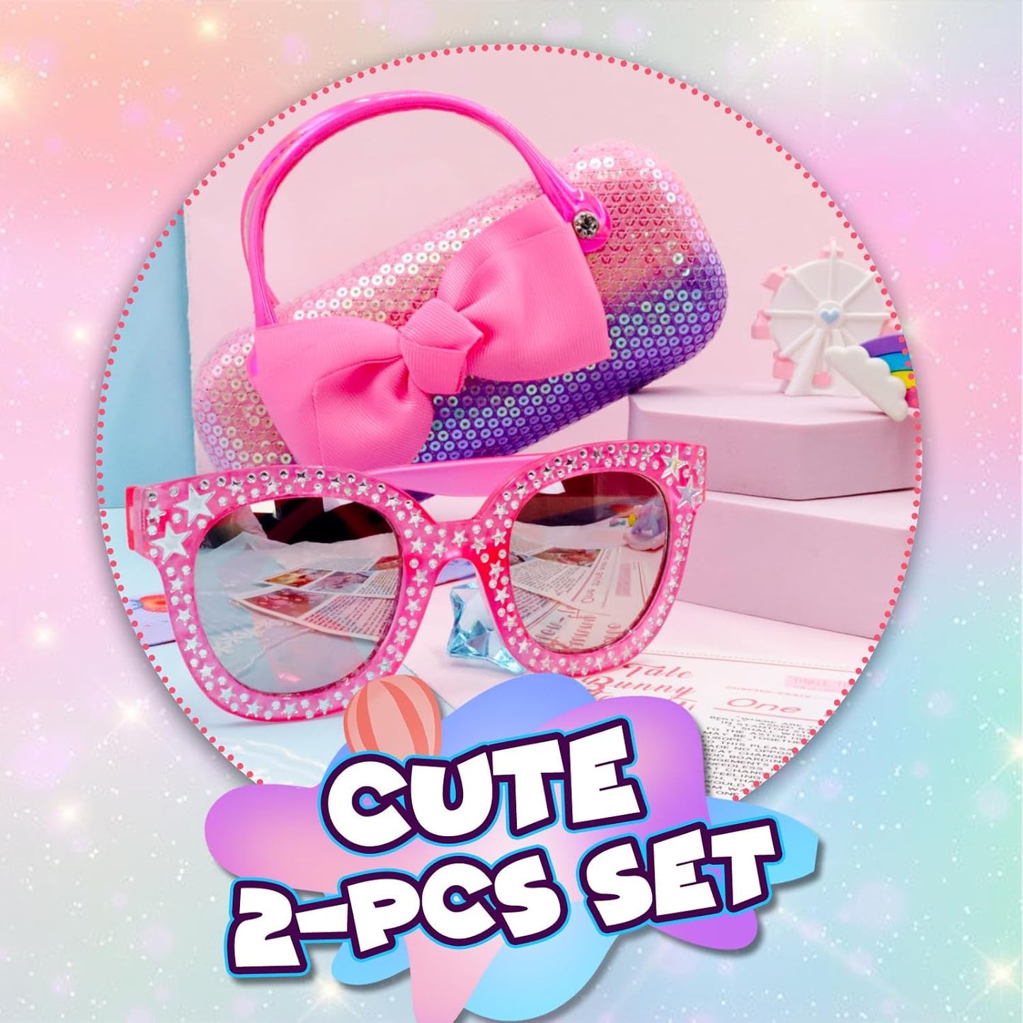 PinkSheep Sonnenbrille für Mädchen, polarisierte Sonnenbrille für Babys und Kinder mit Etui, Einhorn, Oval, Katzen, Herzbrillen, UV400-Schutz