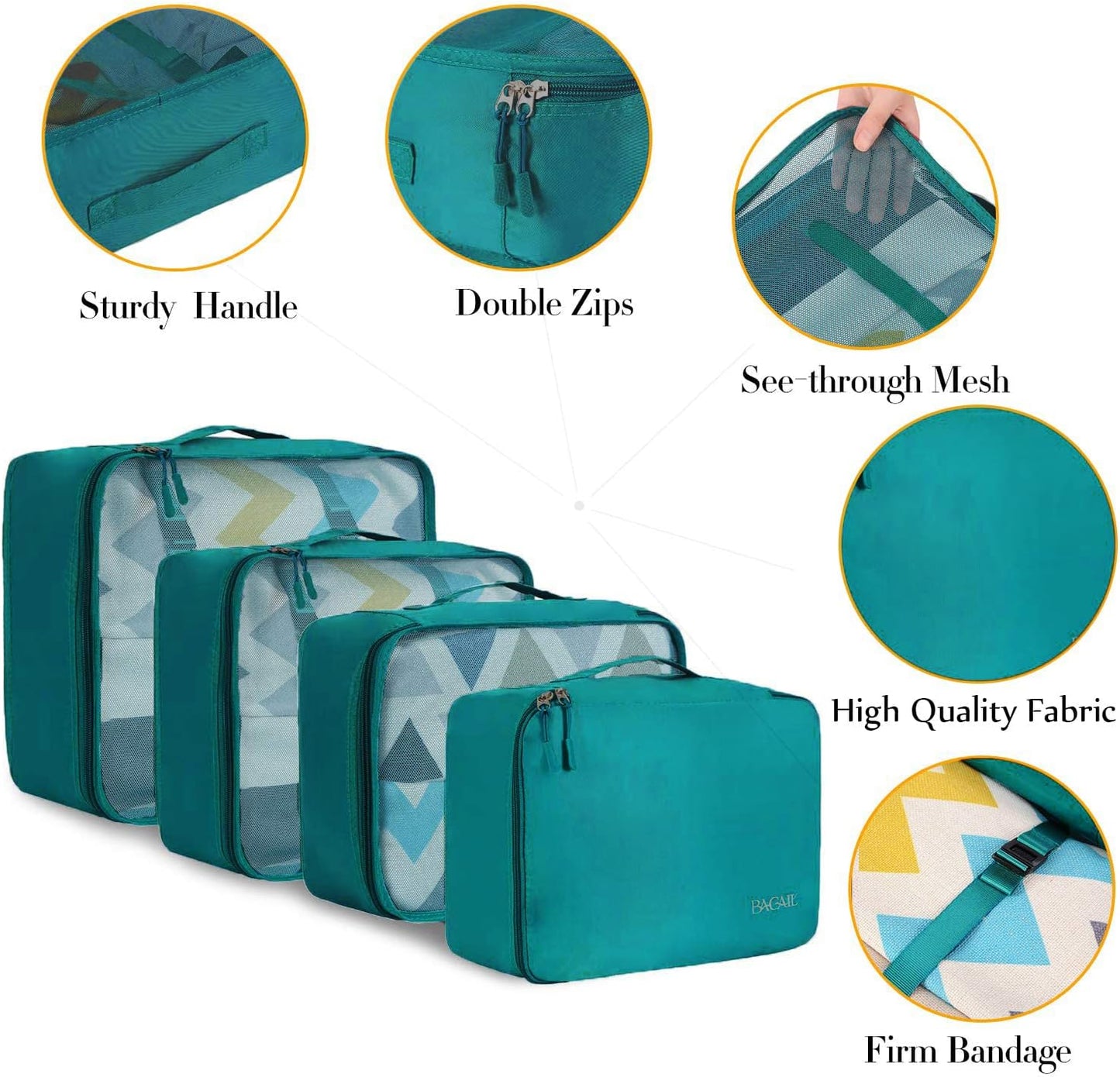 BAGAIL 8er Set Packwürfel Gepäckorganizer für Reisezubehör