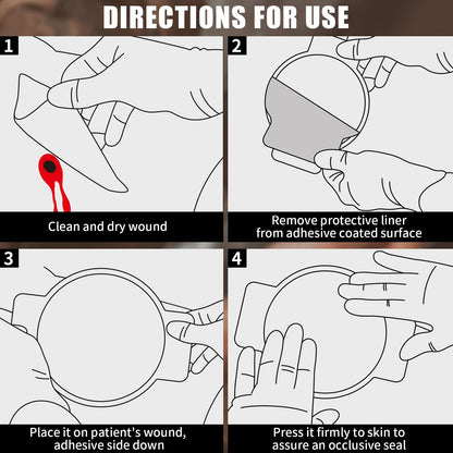 RHINO RESCUE Vented Chest Seal, 4 Vents, Sterile Emergency Trauma Dressing, Occlusive Adhesive Pad, IFAK Trauma Refill Medical First Aid Supplies for Wound Care, Gunshot Wound, Sucking Chest(20 Count)