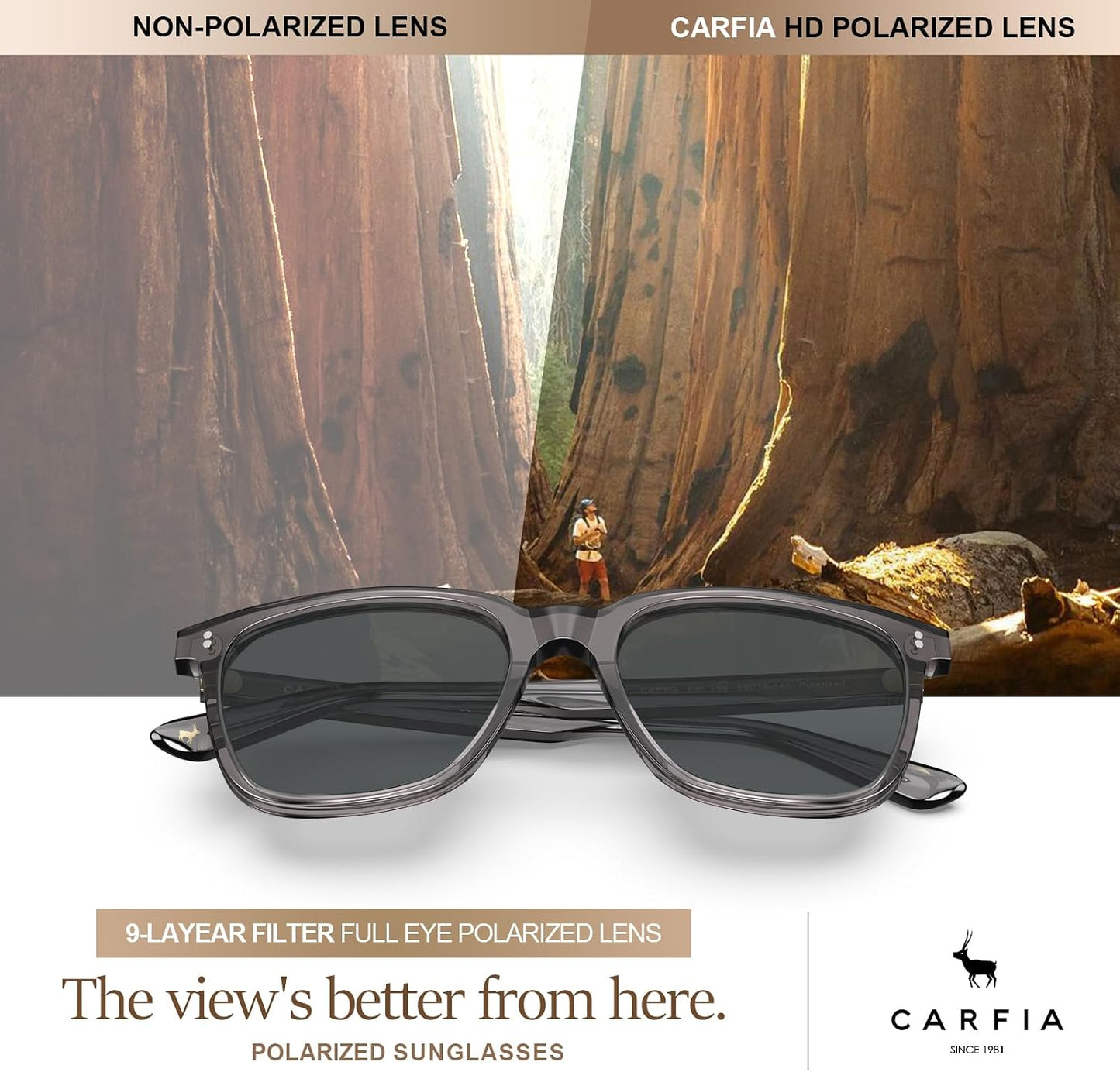 CARFIA Square Polarized Sunglasses for Men