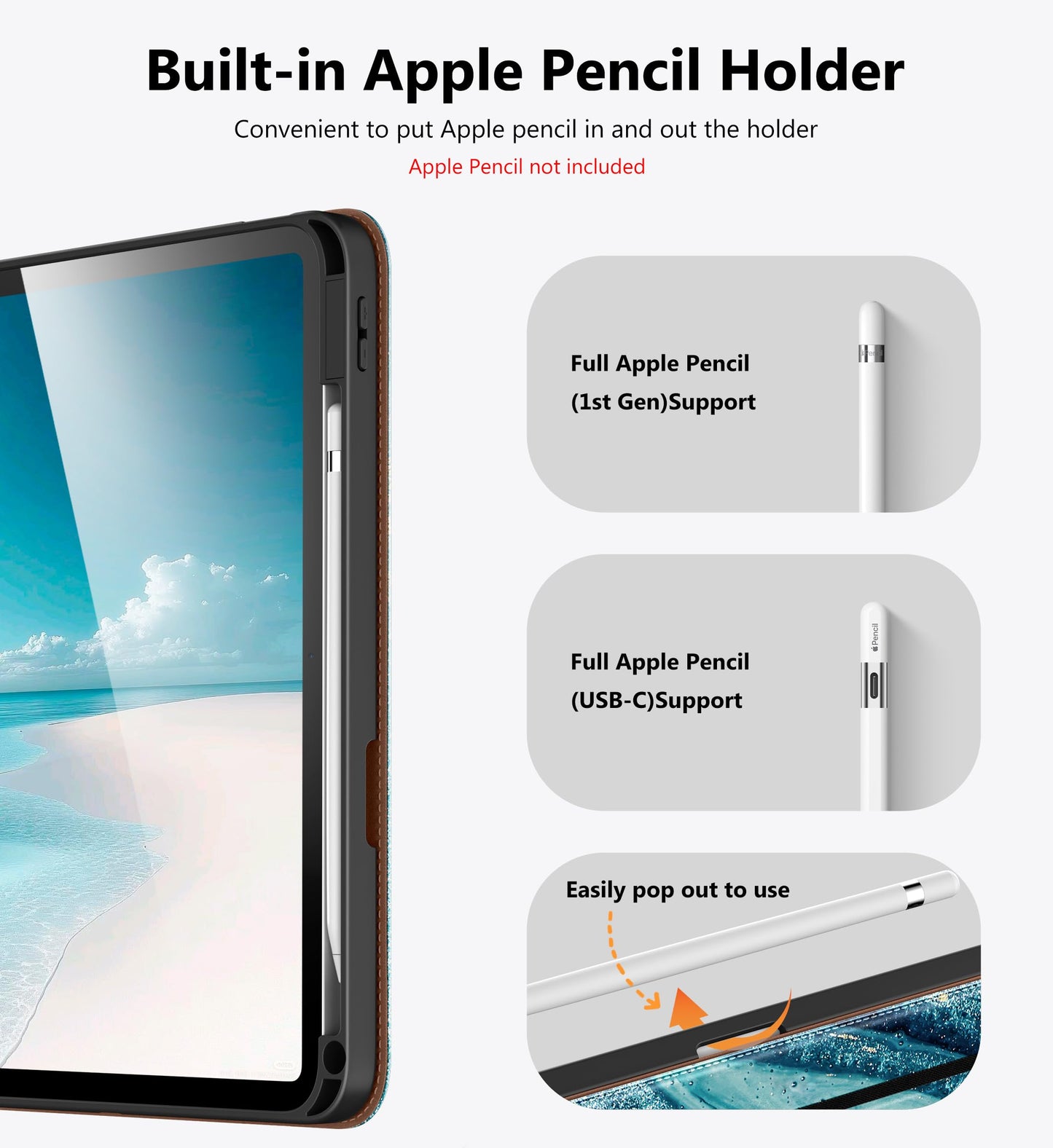 DTTO for iPad A16 Case, iPad 11th / 10th Generation Case (2025/2022), 360 Degree Rotating Premium Leather Folio Stand Cover with Pencil Holder, Brown