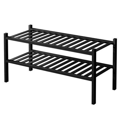 ROMGUAR CRAFT 3 Tier Bamboo Shoe Rack for Closet Free Standing Wood Shoe Shelf Storage Organizer for Entryway Small Space Stackable 27"x11"x20" (Natural)