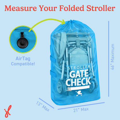 J.L. Childress Gate Check Bag for Single & Some Double Strollers - Travel Bag for Airplane, Fits Most Standard Baby Strollers, Airport Accessories Gate Check, Flying Essentials - Neon Blue