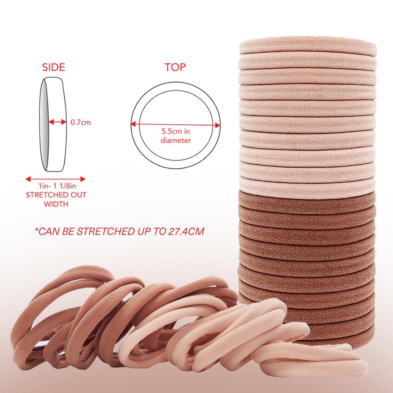 Kitsch Schwarze Haargummis ohne Haarschäden – Starke, dehnbare Haarbänder | Weiche Nylon-Pferdeschwanzhalter, ziepen nicht, ideal für Hochsteckfrisuren und Zöpfe | Ideale Geschenke für Frauen – Schwarz, 20 Stück