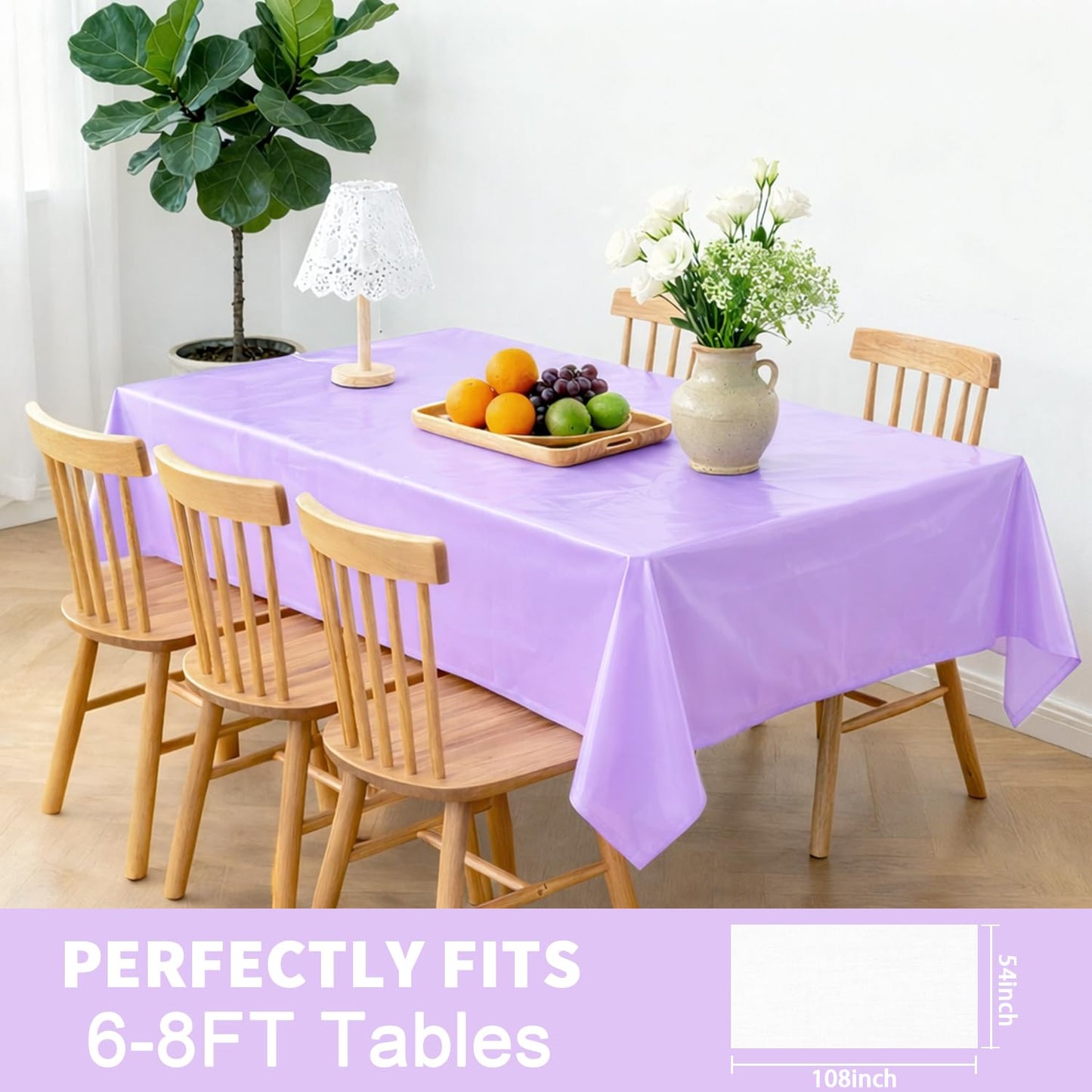 Vyntra Plastik-Tischdecken, 8er-Pack, 137 x 274 cm, rechteckig, rosa – Einweg-Party-Tischdecken für Valentinstag, Babyparty, Brautparty